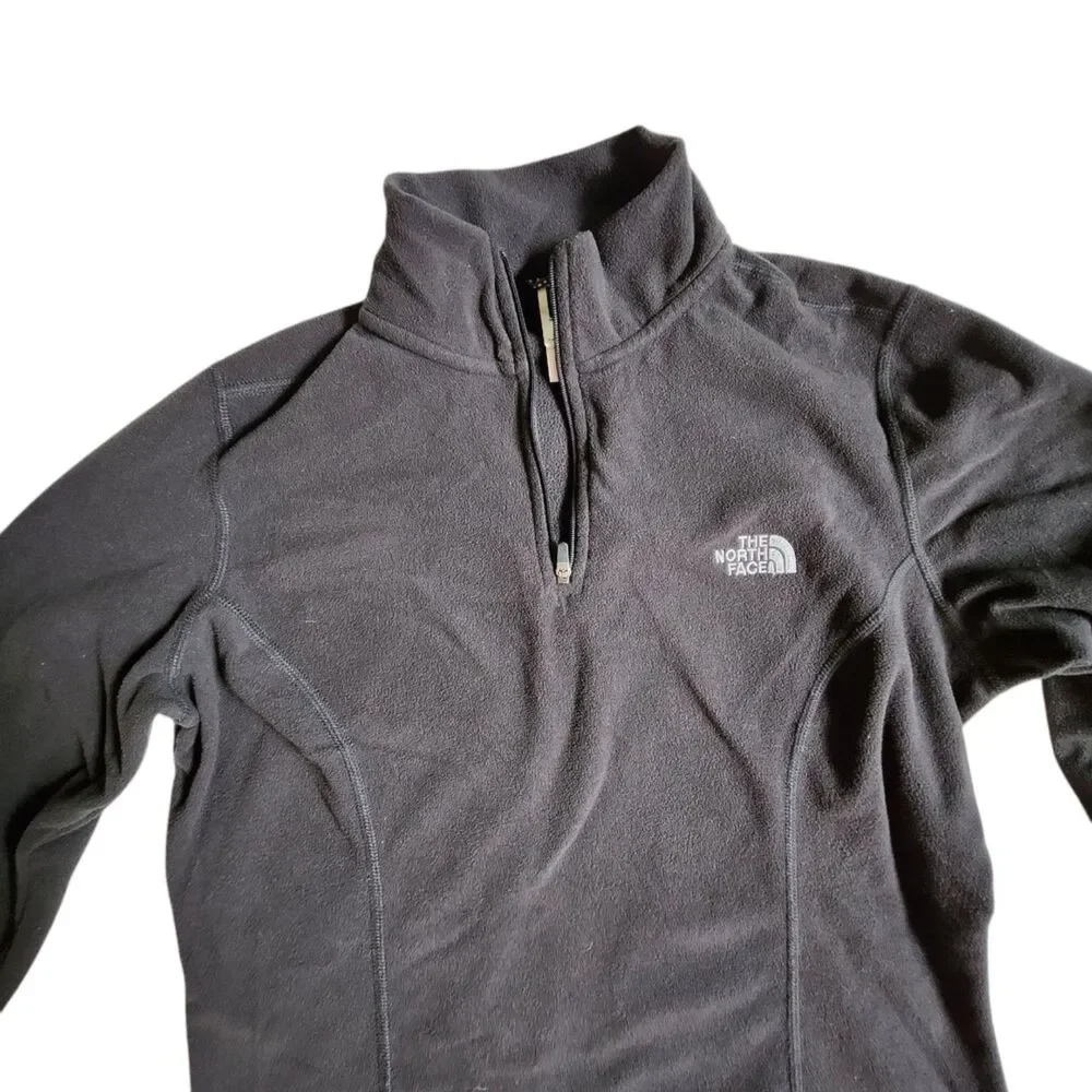 The North Face TKA 100 Glacier Fleece black 1/4 zip pullover long sleeve sz S